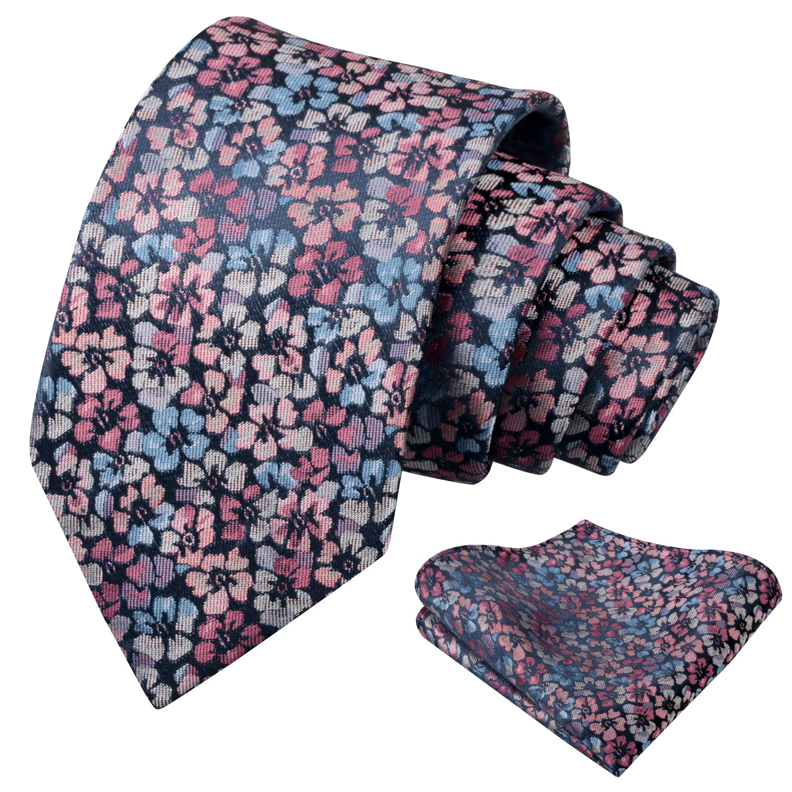 Mens Muted Vintage Floral Tie Set with Pocket Square for Dinner Date and Romantic Occasions-929
