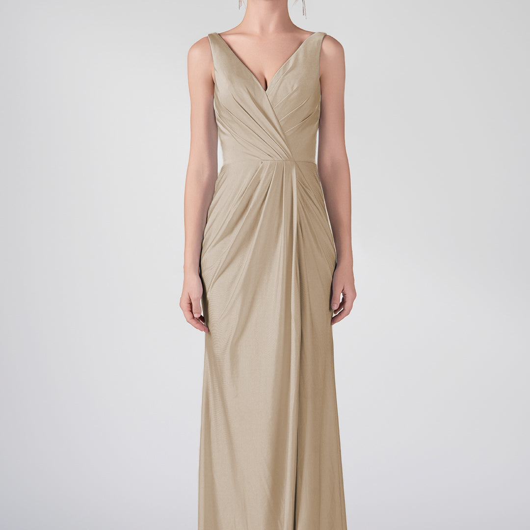 Tank Straps V-Neck Pleated Side Slit A-line Dresses