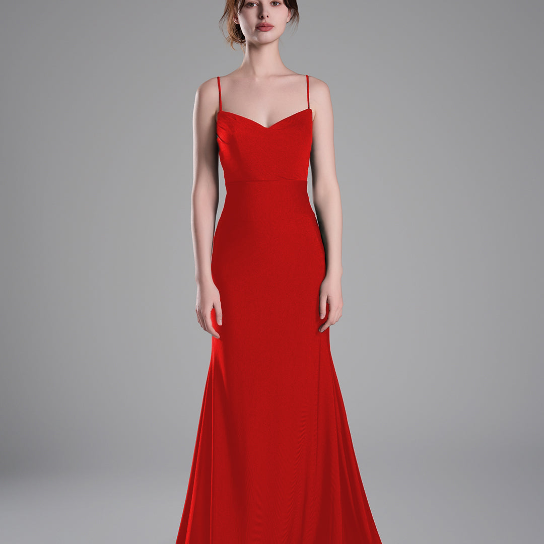 Spaghetti Straps Ruched Bodice Lace-Up Dresses