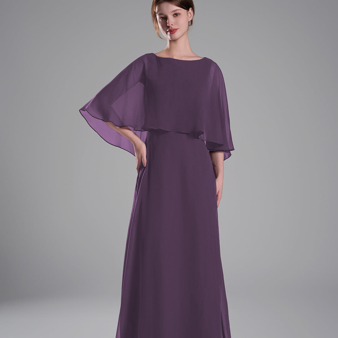 Draped Flutter Sleeves A Line Graceful Dresses