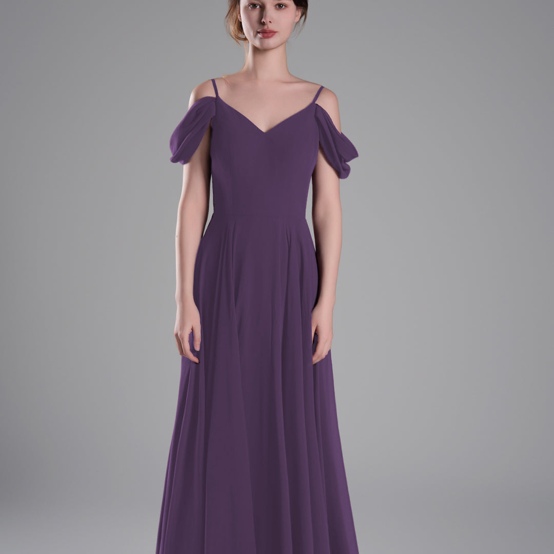 Off-Shoulder Draped Back A-Line Dresses