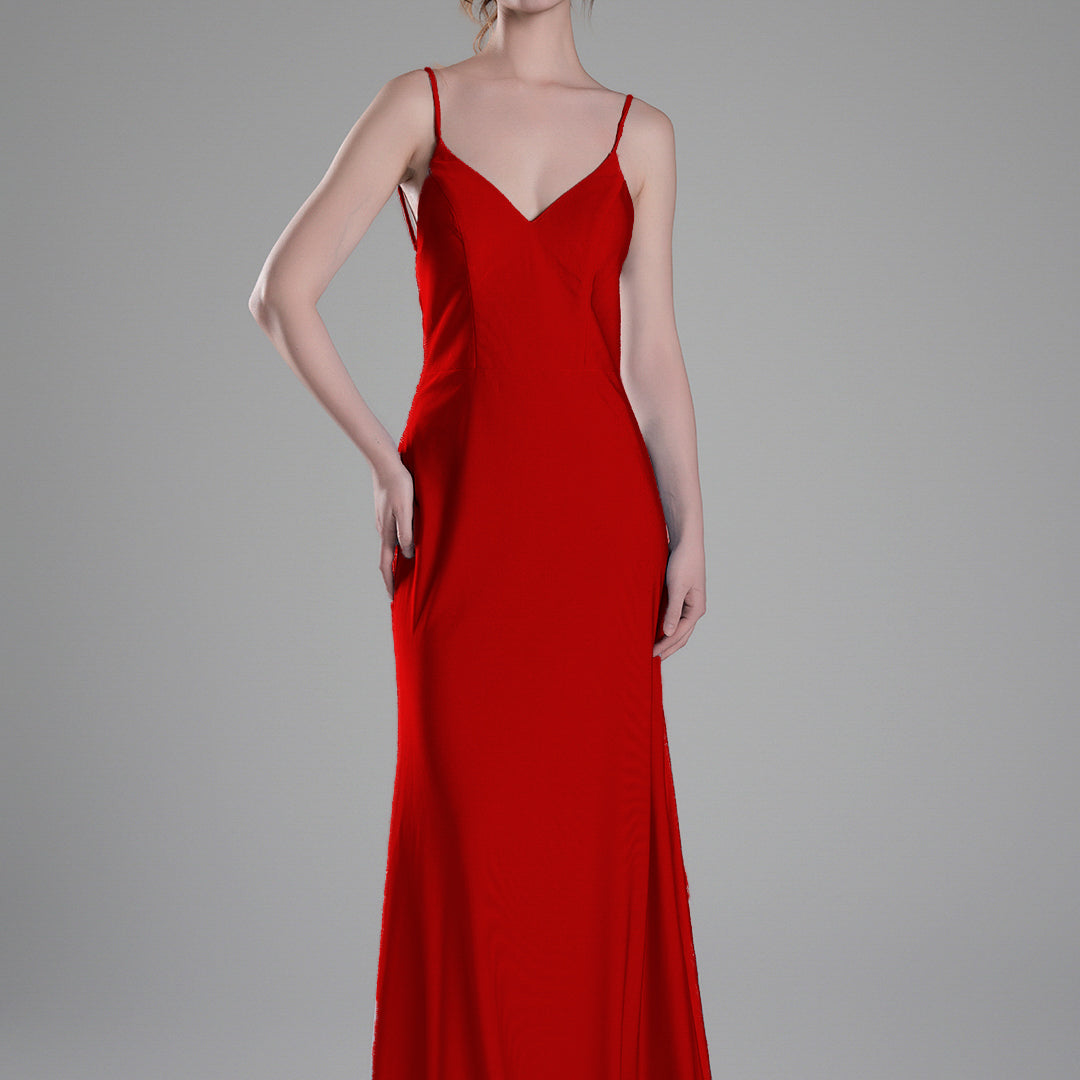 Spaghetti Straps Open Back Wrap Hip Small Tail Dresses