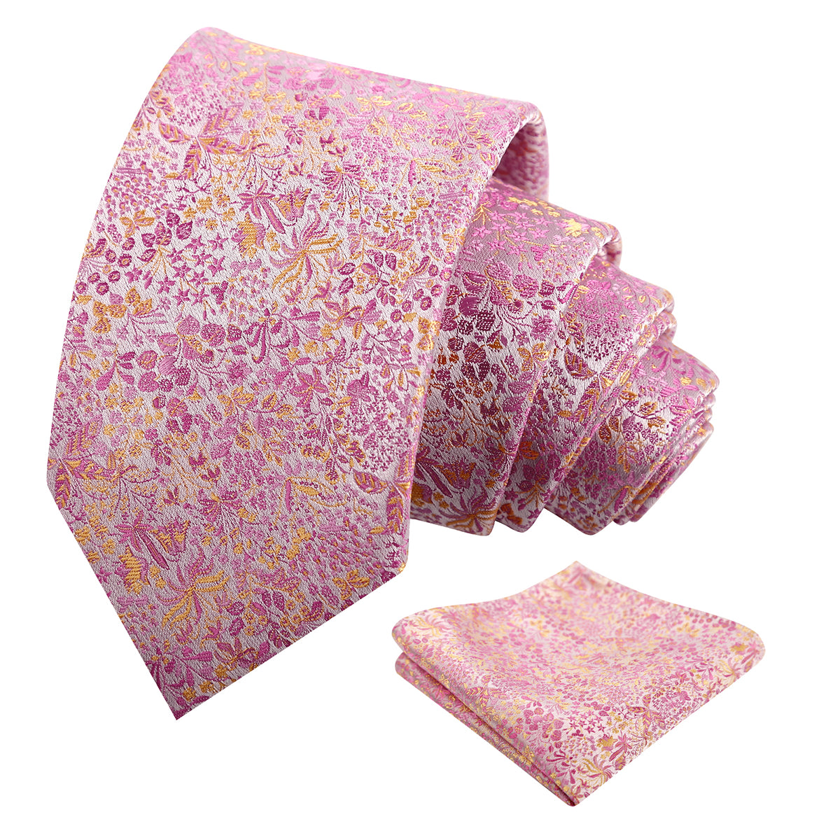 Mens Fresh Ditsy Floral Tie Set with Pocket Square for Spring Events-930