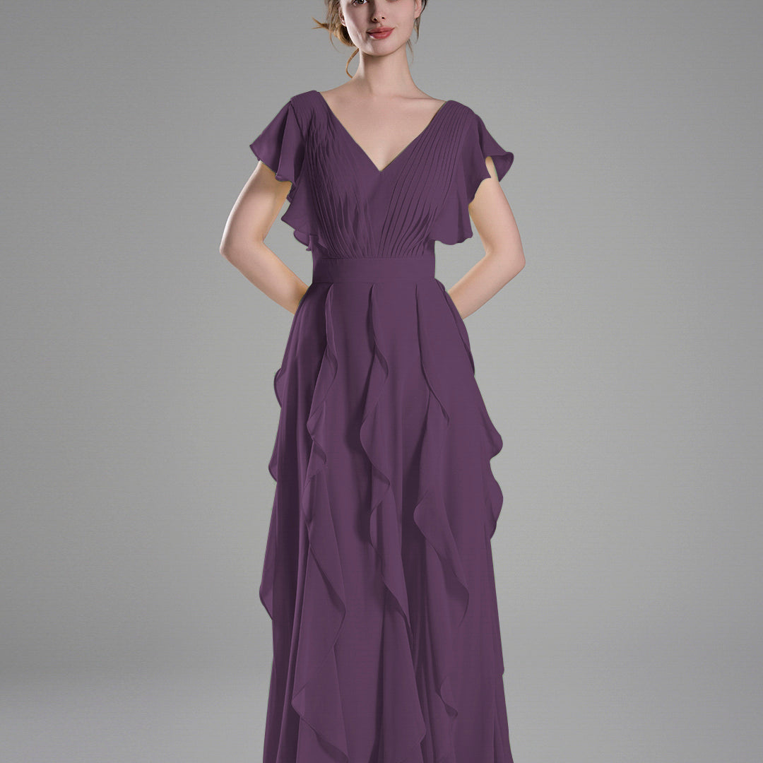 Flutter Sleeves Ruffle Detailing A-line Dresses