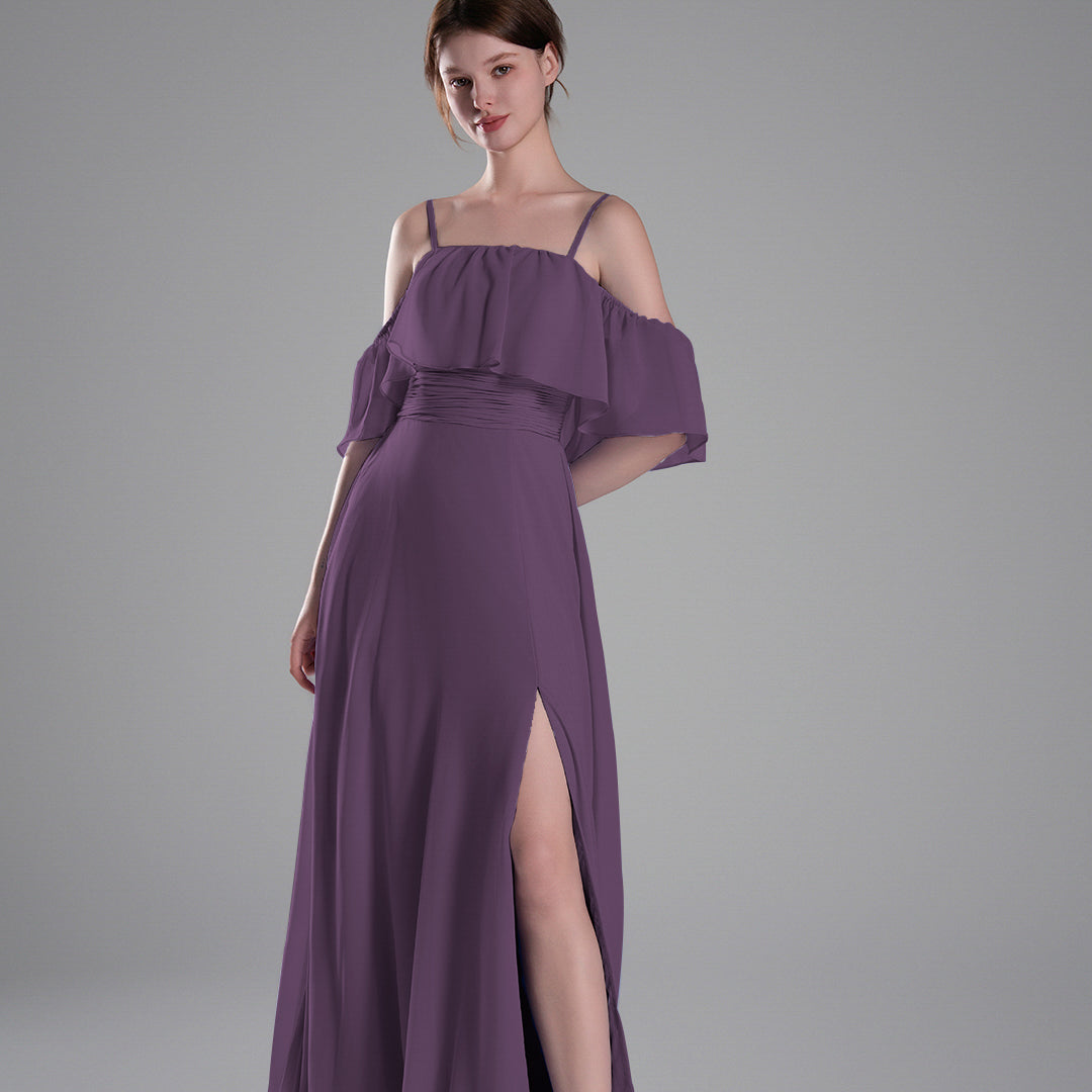 Adjustable Straps Off-Shoulder Ruffle Dresses