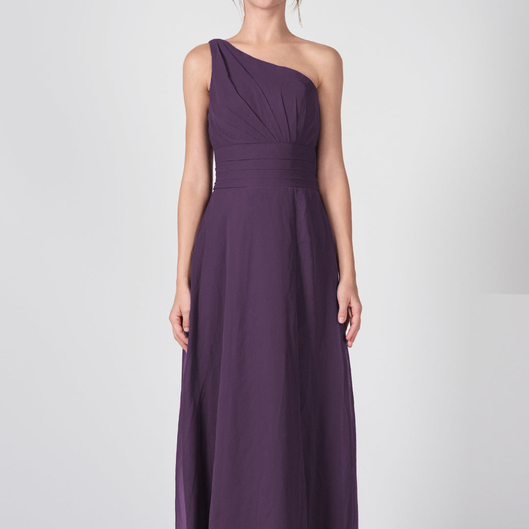 Kleider mit One-Shoulder-Träger, Plissee und geteilter Taille