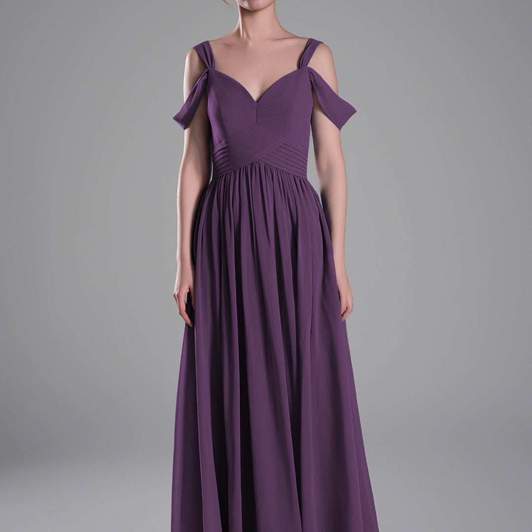 Off-Shoulder V-Neckline A-Line Flared Hem Dresses