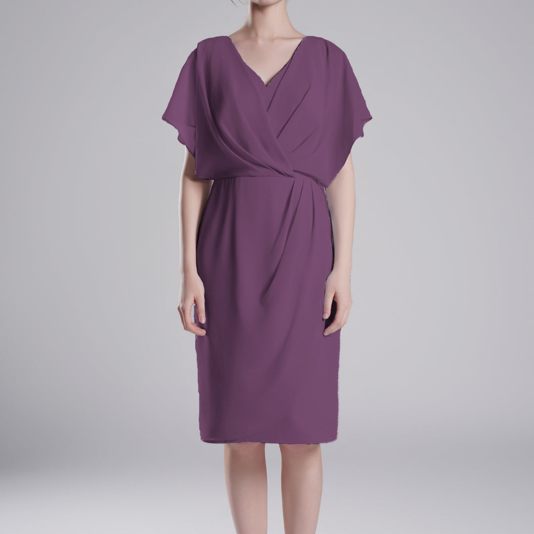 V-Neck Flowy Butterfly Sleeves Asymmetrical Wrap Dresses