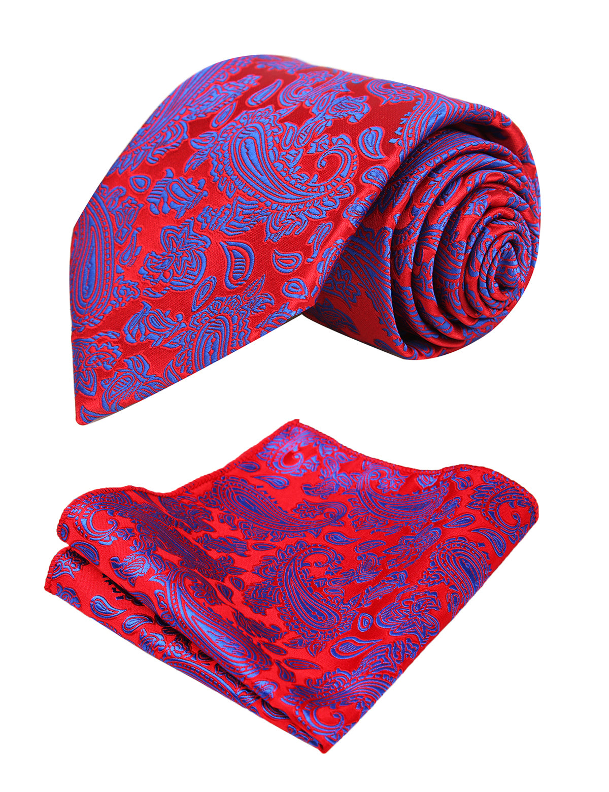 Men's 3.15" Solid Small Check Tie with Pocket Square Set for Business Formal Dress Wear, #140