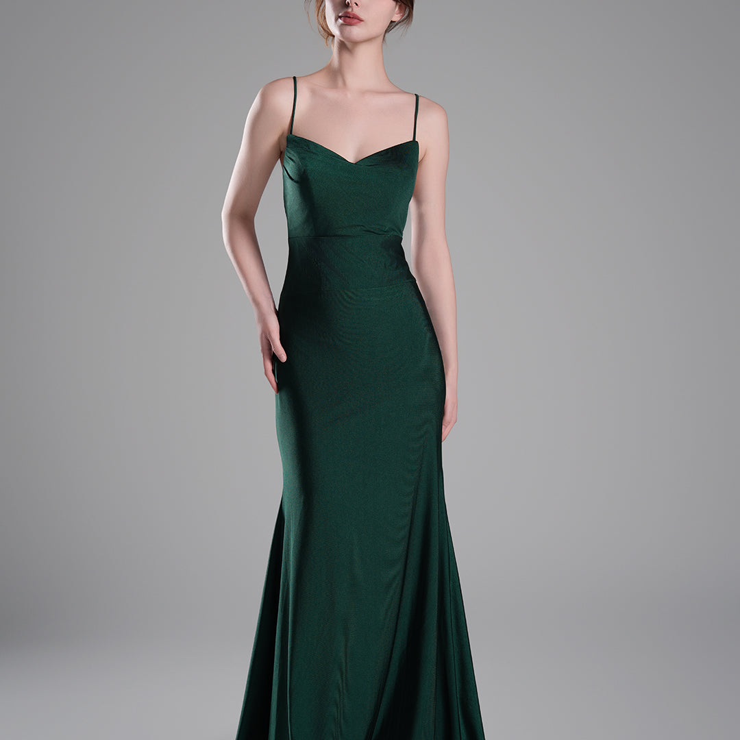 Spaghetti Straps Ruched Bodice Lace-Up Dresses