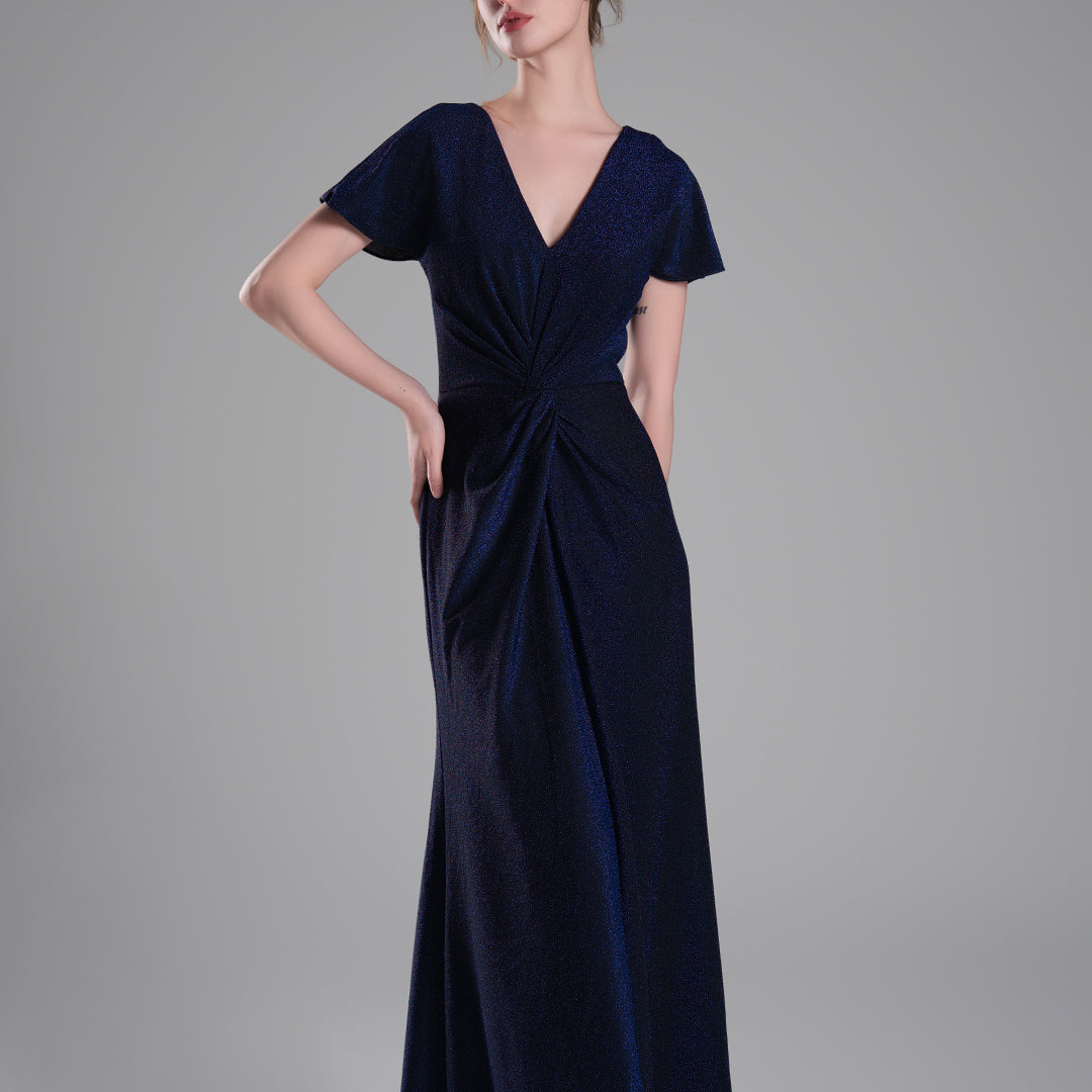 Chic Draped V-Neckline Twisted Waist A-line Dresses