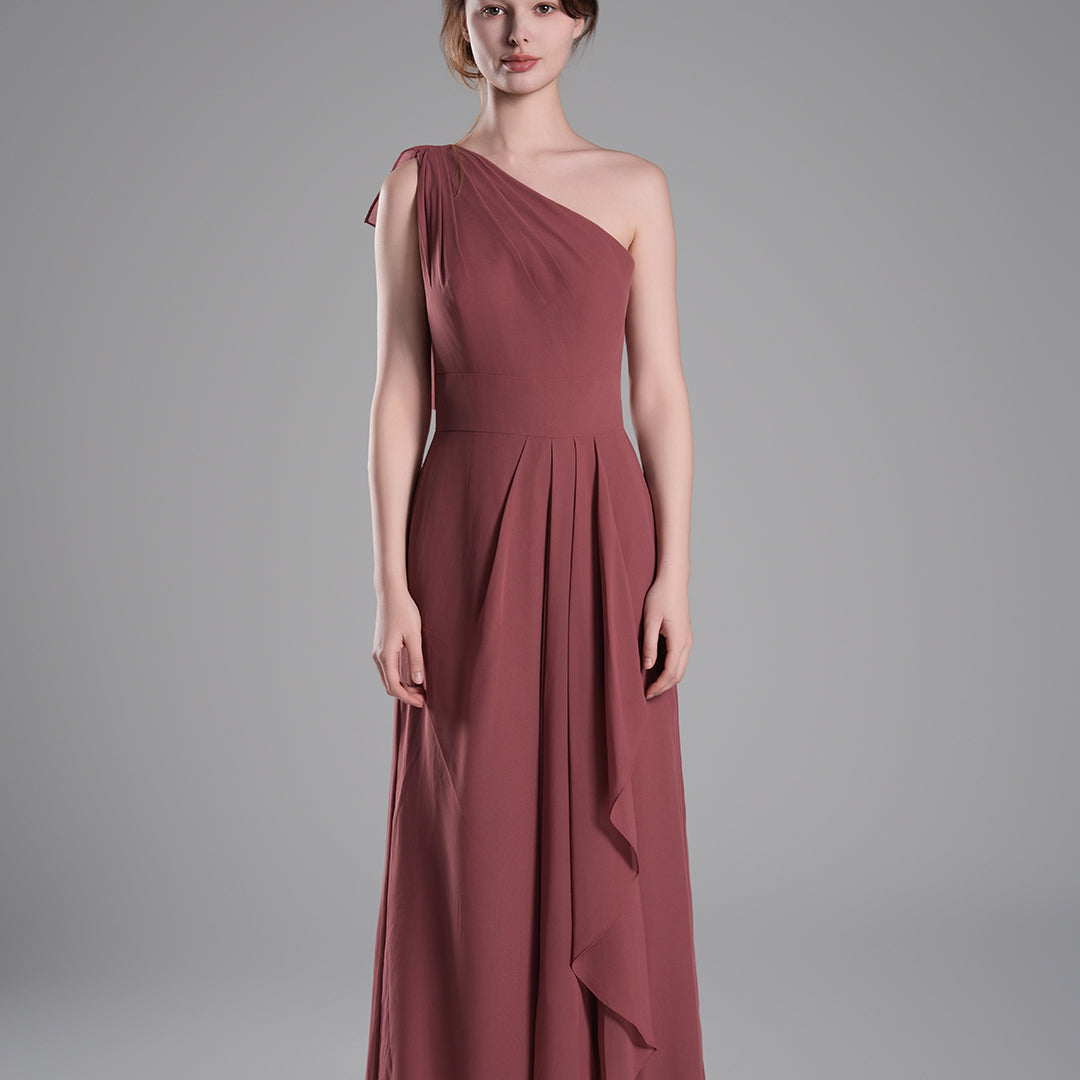 One-Shoulder Layered Drapes Flowing Mini Dresses