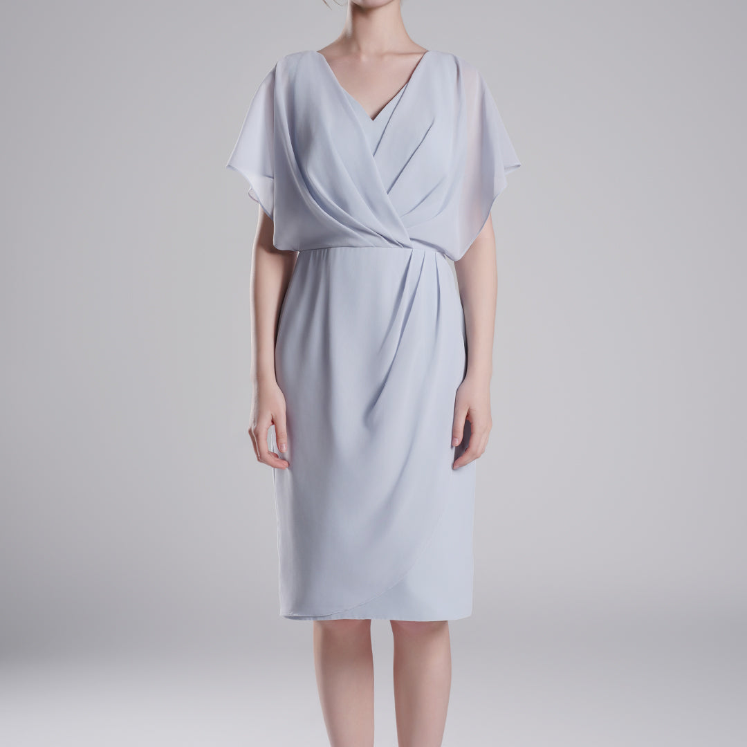 V-Neck Flowy Butterfly Sleeves Asymmetrical Wrap Dresses