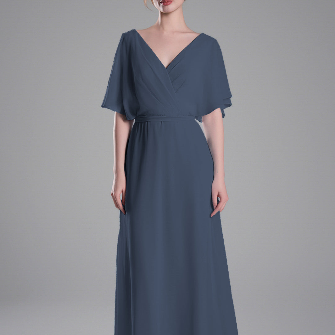 Flowing Sleeves Tie Detail Floor-Length Dresses