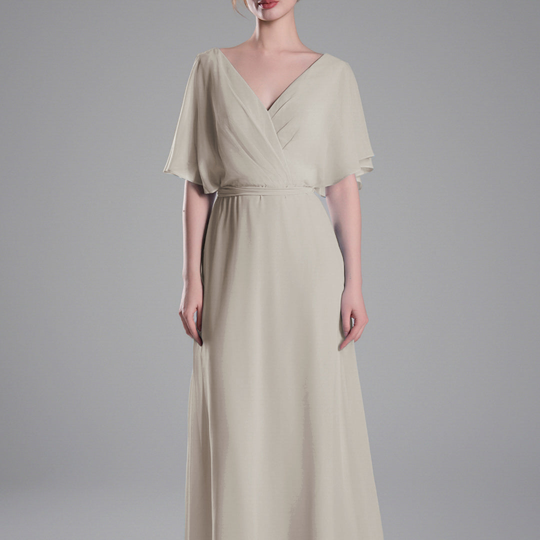 Flowing Sleeves Tie Detail Floor-Length Dresses