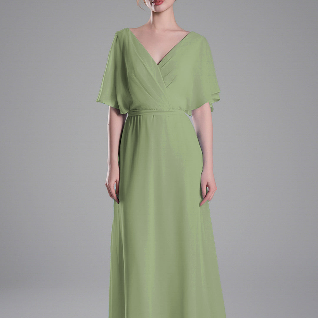 Flowing Sleeves Tie Detail Floor-Length Dresses