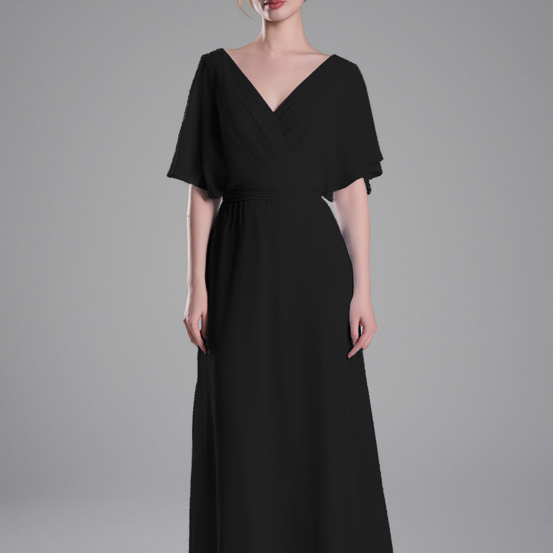 Flowing Sleeves Tie Detail Floor-Length Dresses