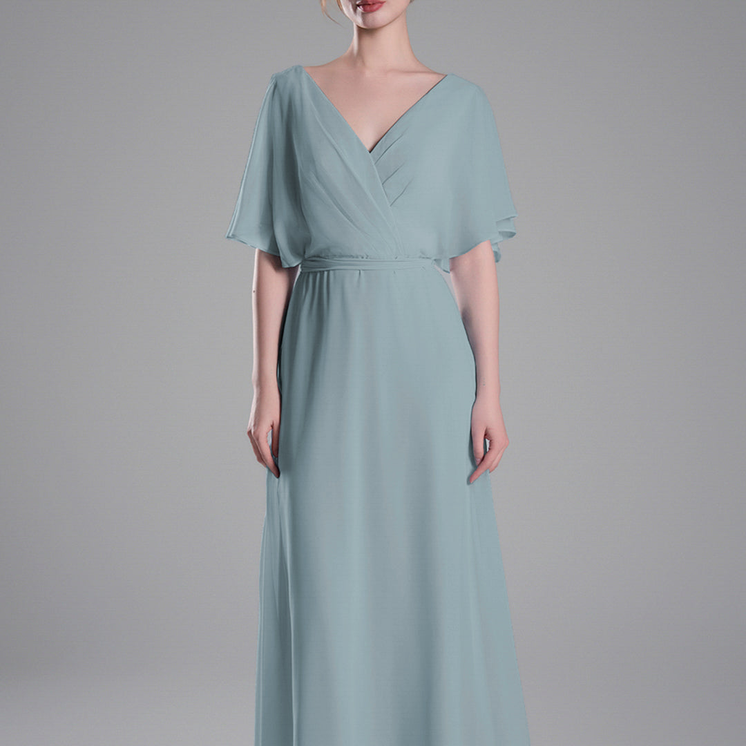 Flowing Sleeves Tie Detail Floor-Length Dresses