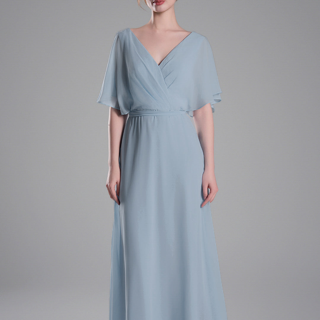 Flowing Sleeves Tie Detail Floor-Length Dresses