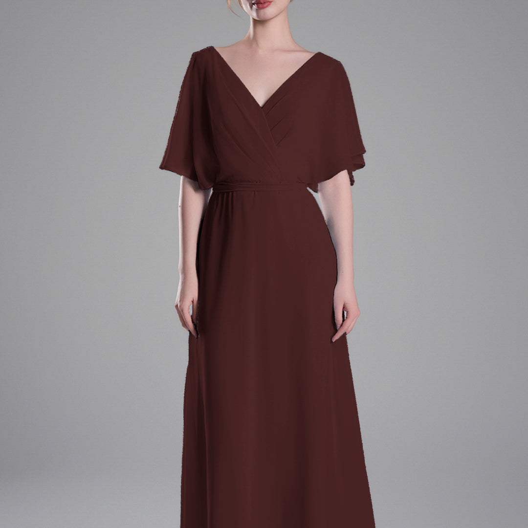 Flowing Sleeves Tie Detail Floor-Length Dresses