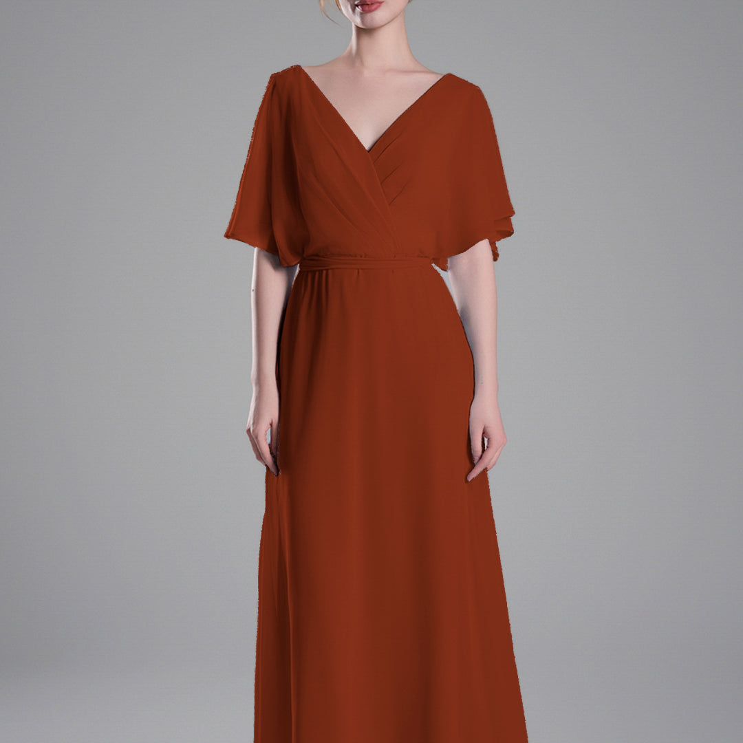 Flowing Sleeves Tie Detail Floor-Length Dresses