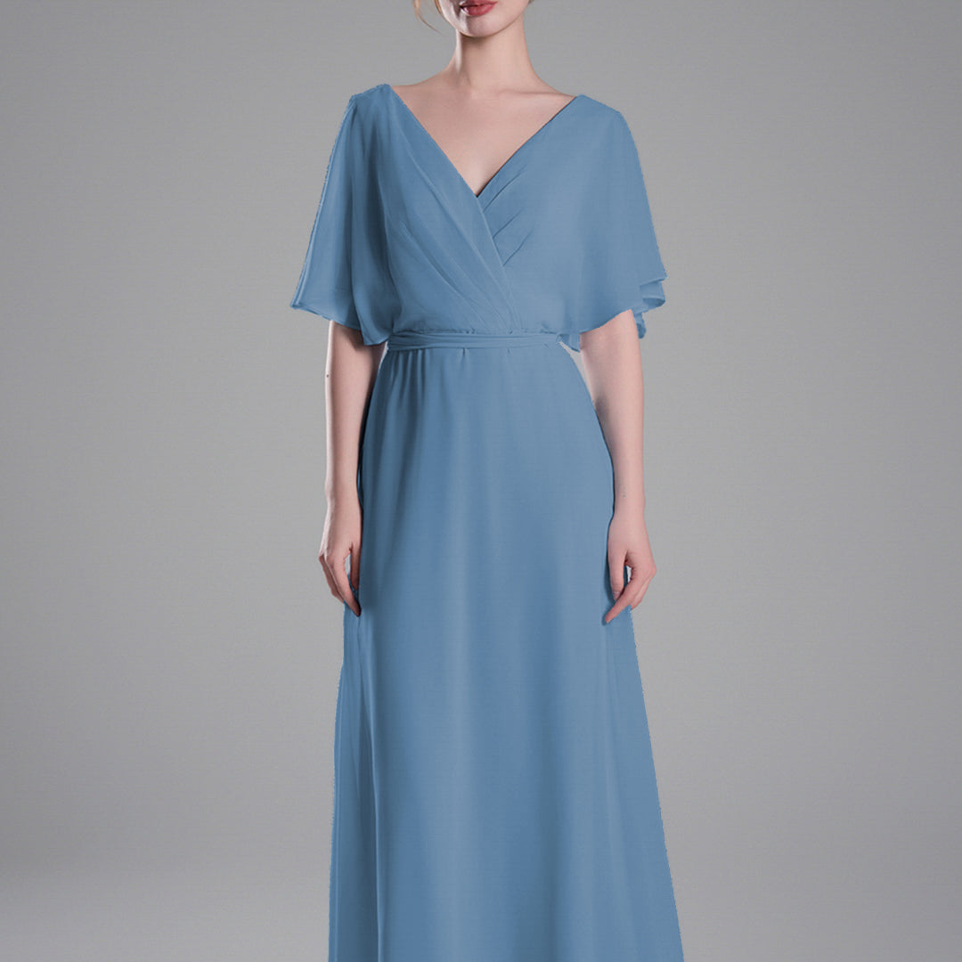 Flowing Sleeves Tie Detail Floor-Length Dresses