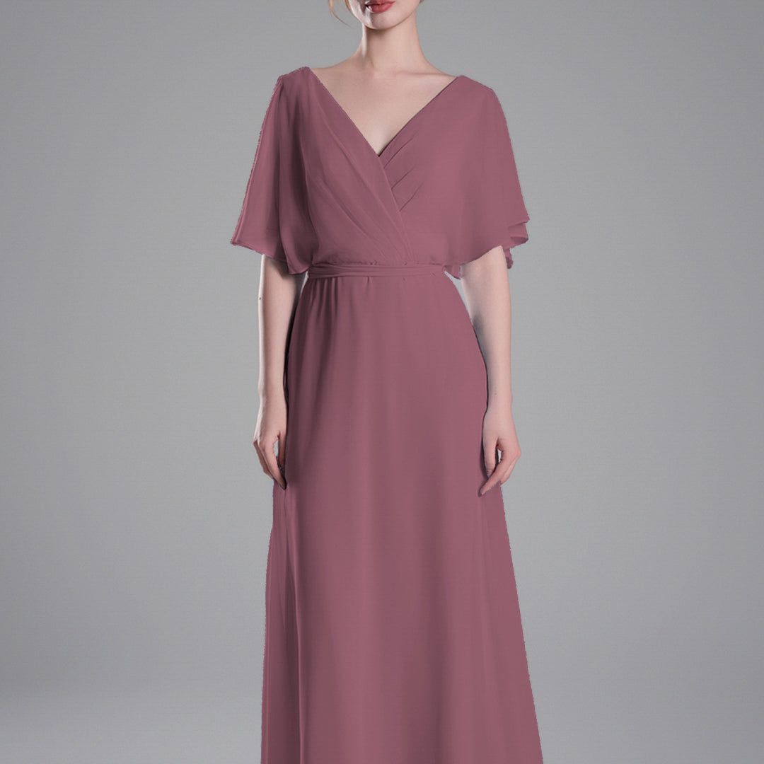 Flowing Sleeves Tie Detail Floor-Length Dresses