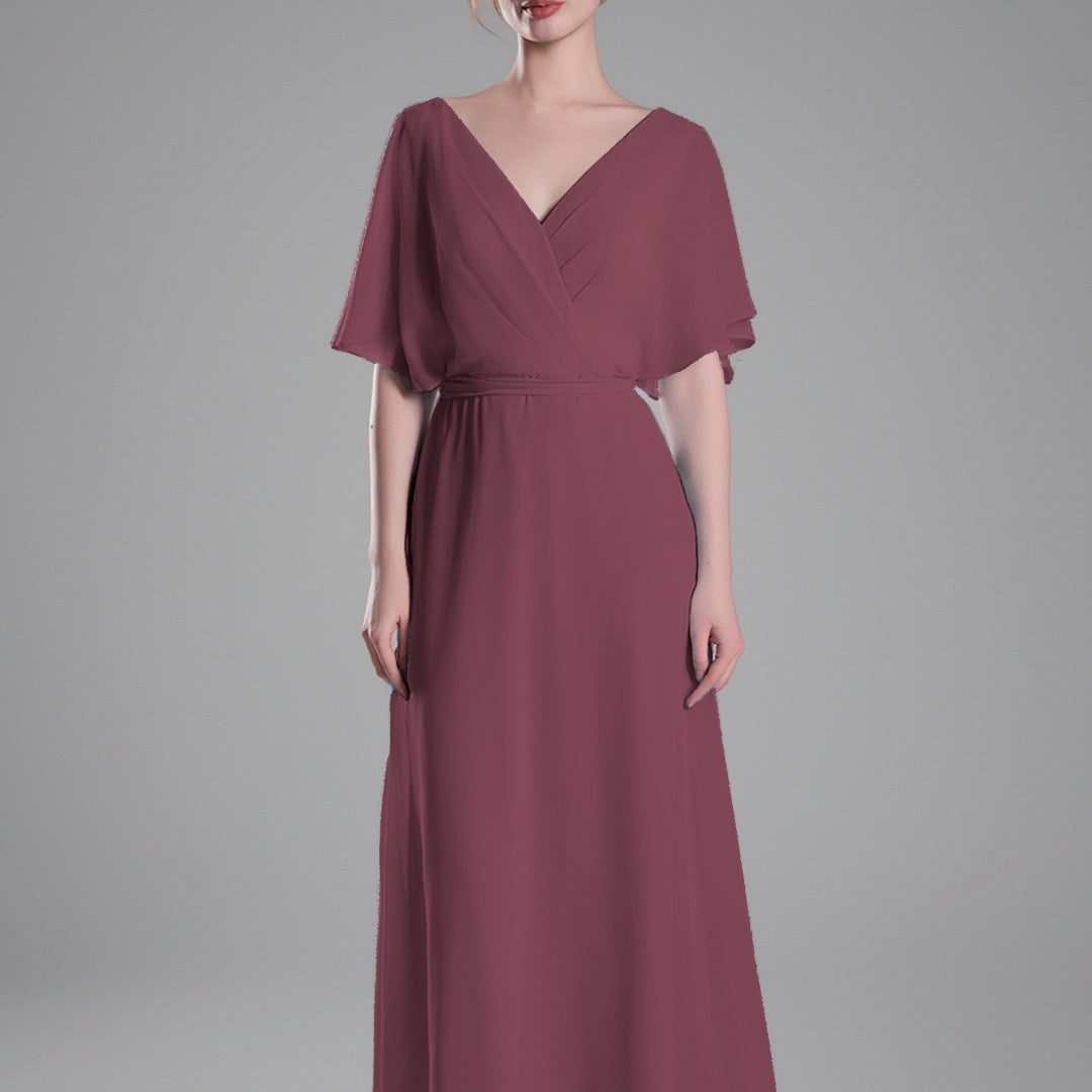 Flowing Sleeves Tie Detail Floor-Length Dresses