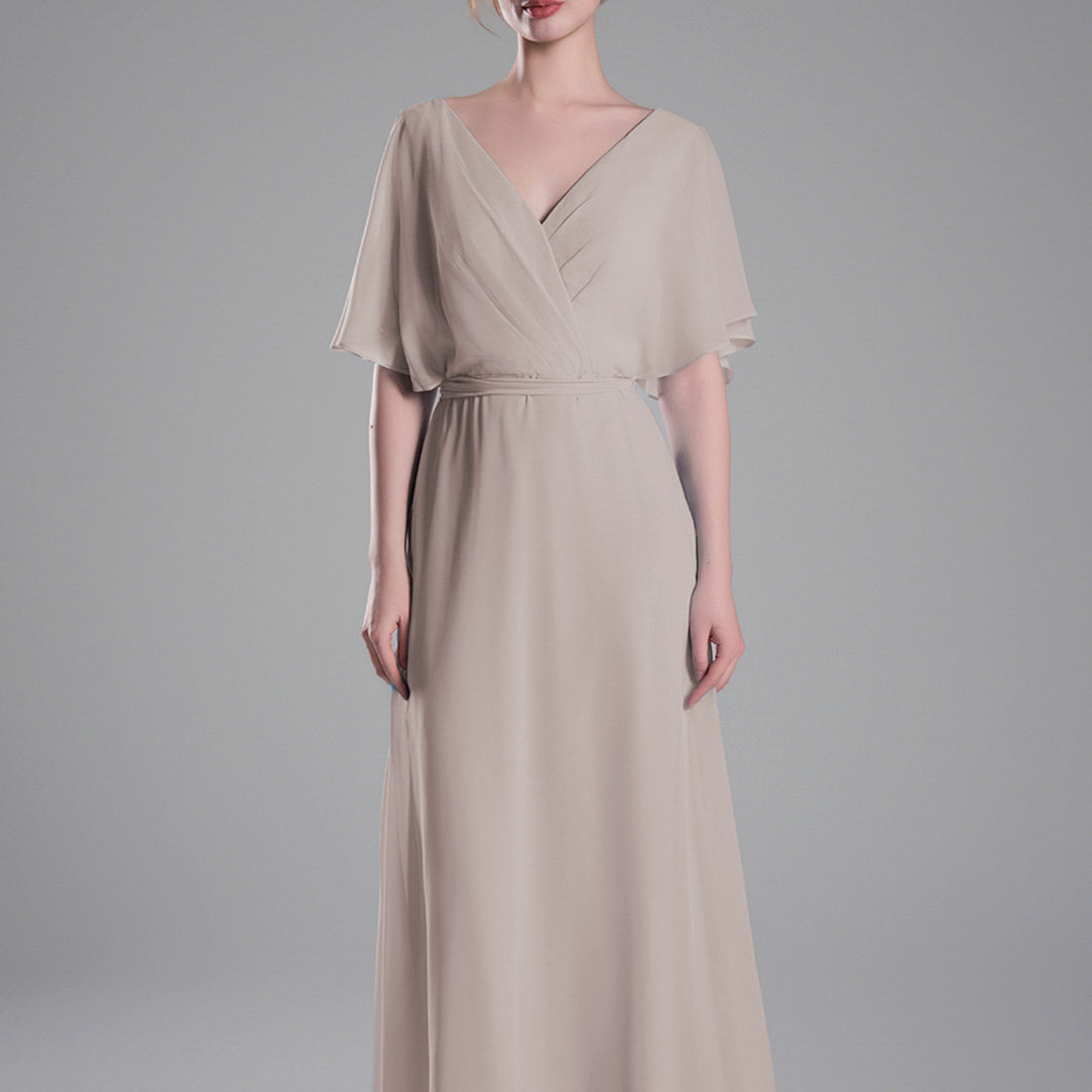 Flowing Sleeves Tie Detail Floor-Length Dresses