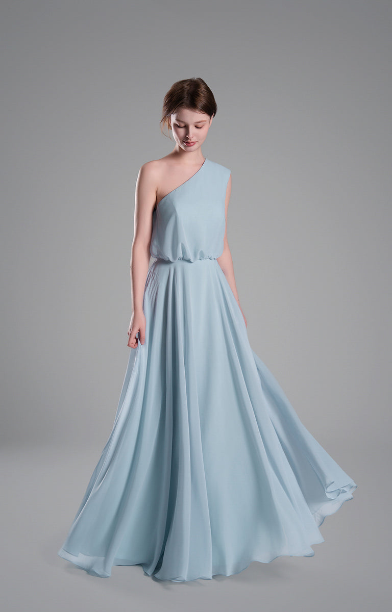 One-Shoulder Flowing Hem A-Line Dresses – Alizeal