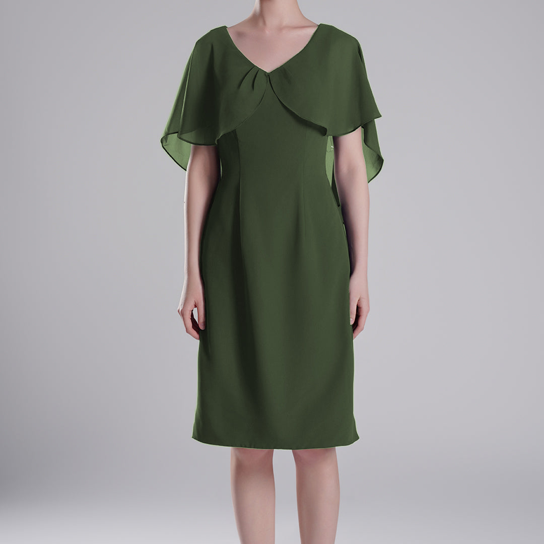 Chic Flutter Sleeve V-Neck Flared Dresses