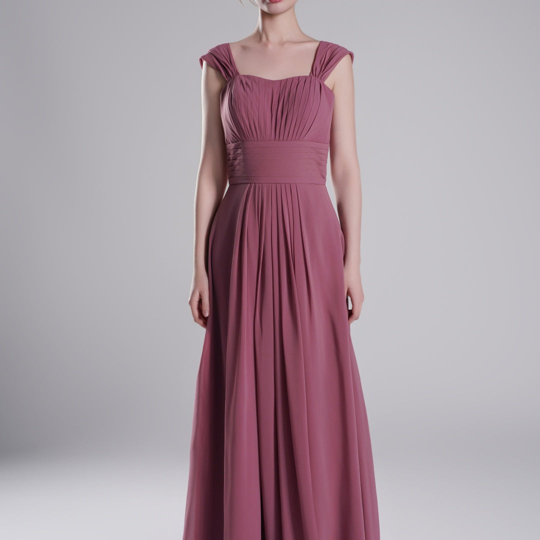 Sculpted Shoulders Pleated High Waist Dresses