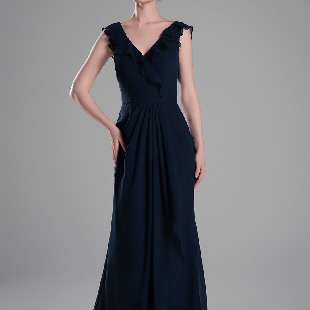 Sweetheart Neck Chiffon Cape Sleeves Pleated Dresses