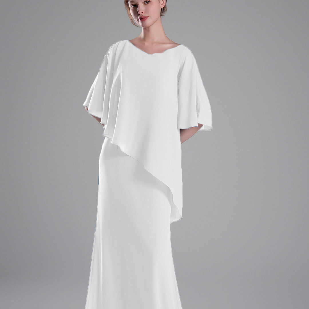 Cap Sleeves Asymmetrical Draping Fluid Dresses