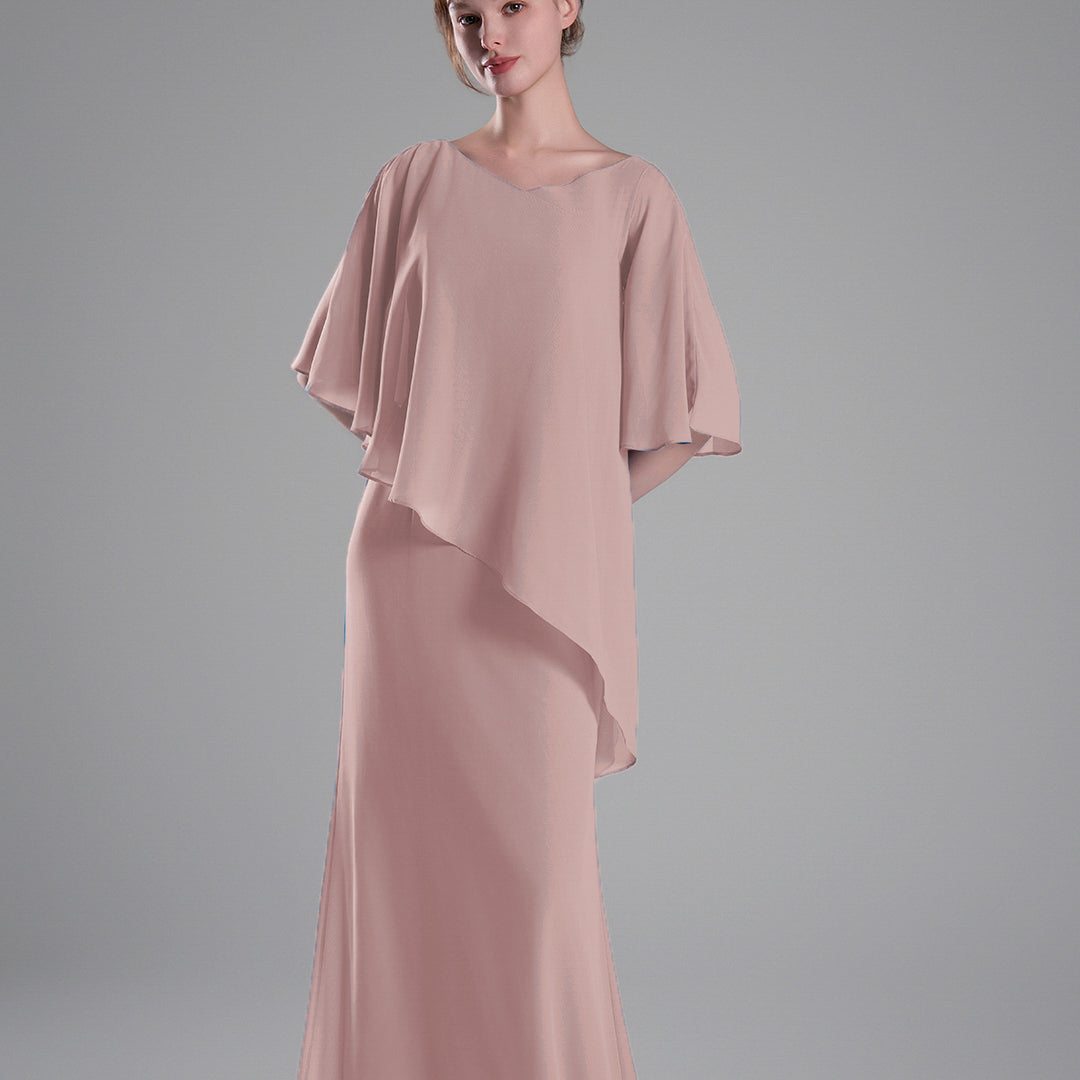 Cap Sleeves Asymmetrical Draping Fluid Dresses