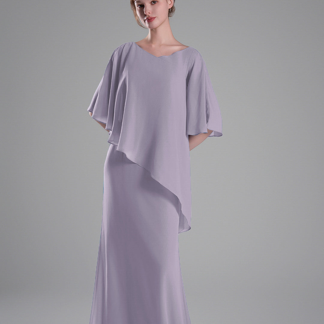 Cap Sleeves Asymmetrical Draping Fluid Dresses