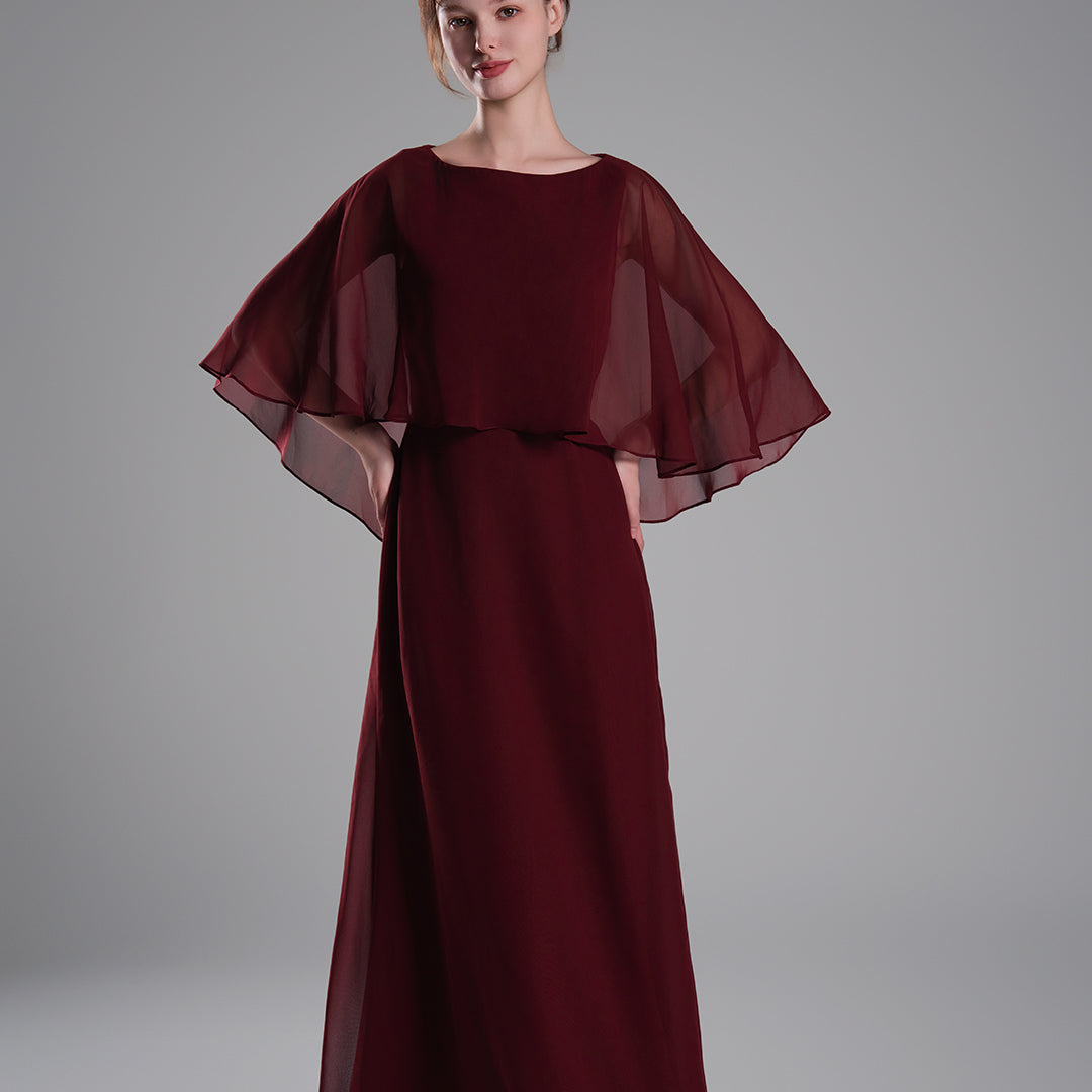 Draped Flutter Sleeves A Line Graceful Dresses