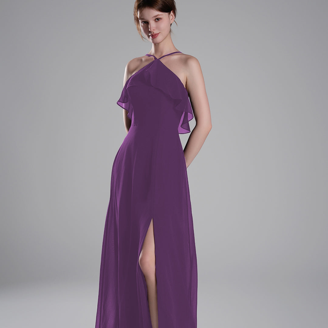 Asymmetrical Neck Spaghetti straps Pleated Dresses