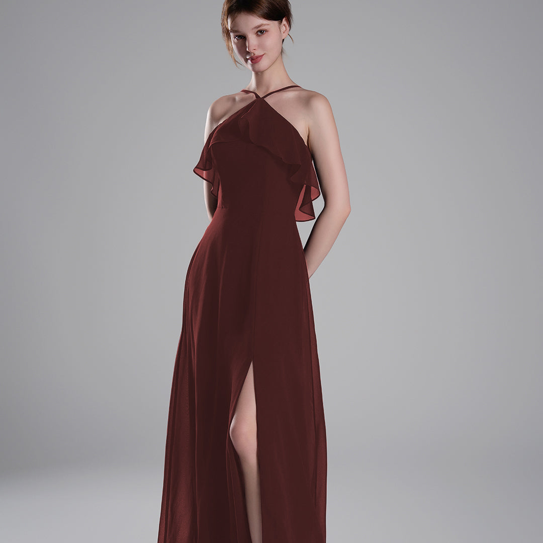 Asymmetrical Neck Spaghetti straps Pleated Dresses