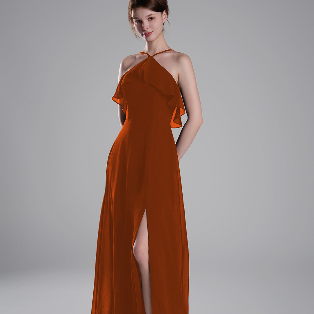 Asymmetrical Neck Spaghetti straps Pleated Dresses