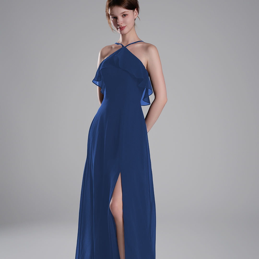 Asymmetrical Neck Spaghetti straps Pleated Dresses