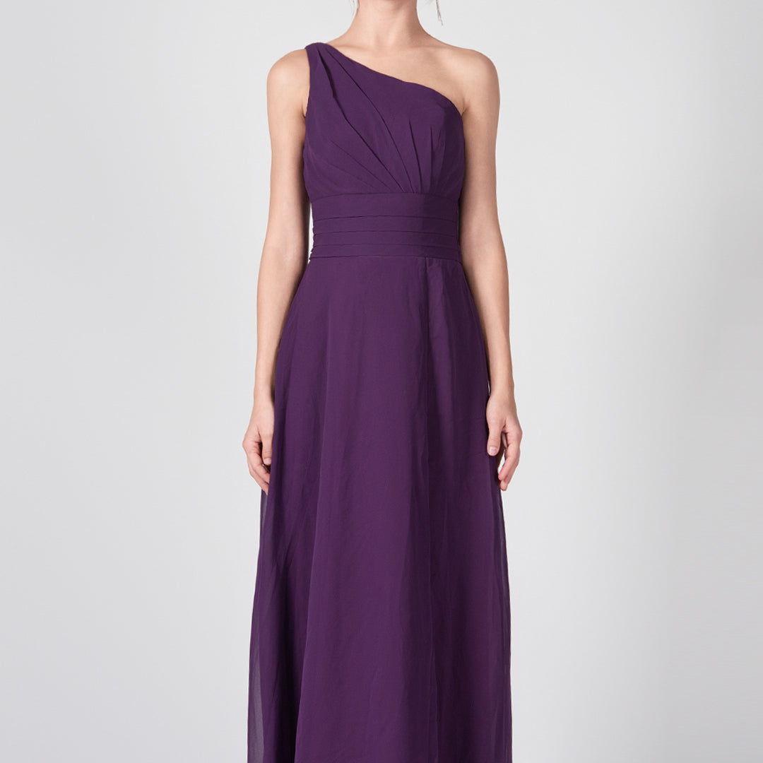 Kleider mit One-Shoulder-Träger, Plissee und geteilter Taille