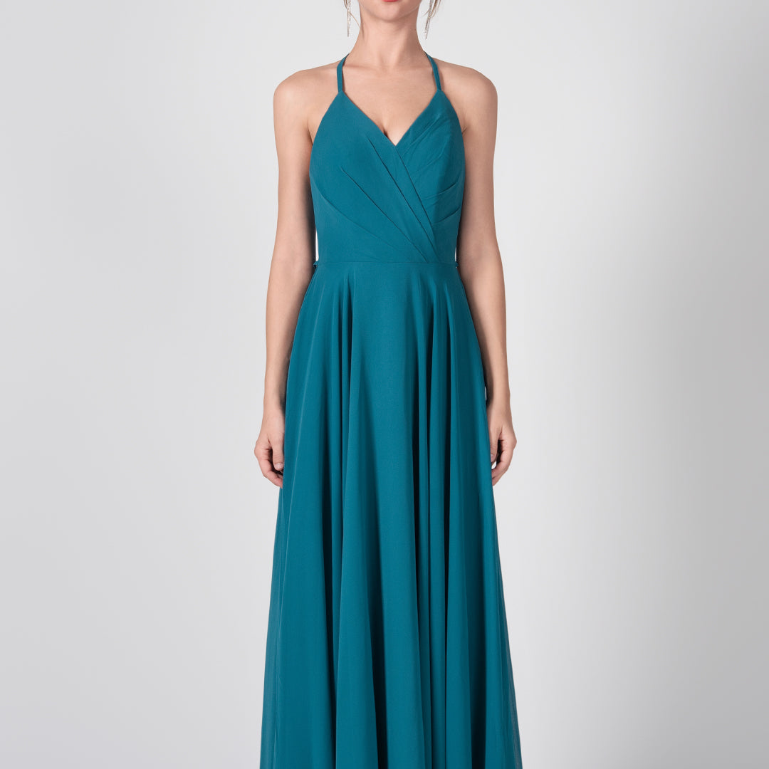 Robes trapèze à bretelles et dos ouvert à volants