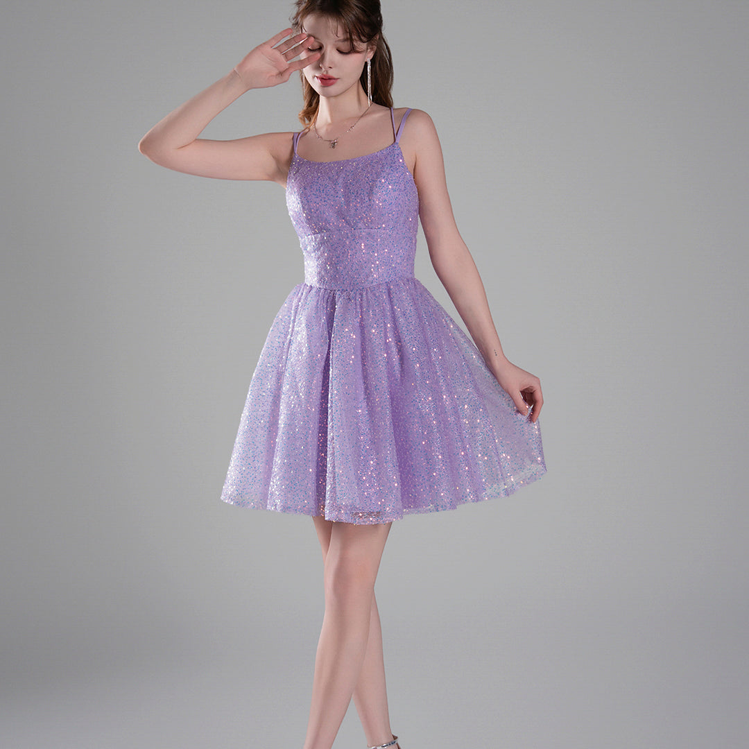 Square Neck Corset Lace-Up Appliqued Mini Dresses