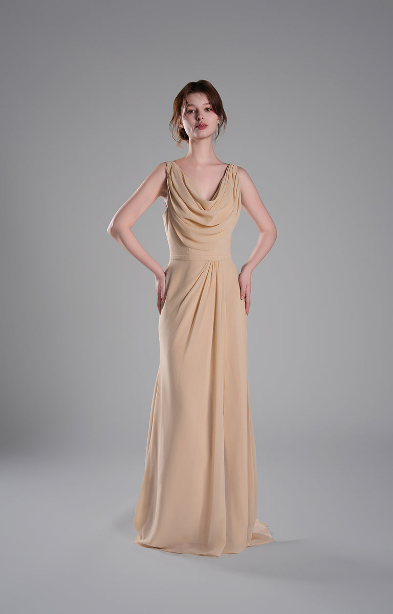Cowl Neckline Fitted Bodice Asymmetrical Dresses – Alizeal