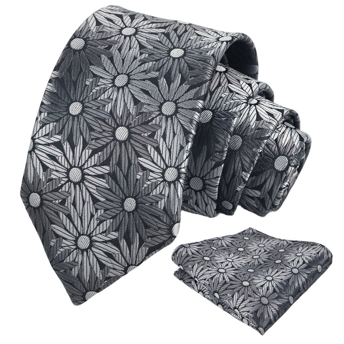 Mens 3.15'' Colorful Flower Necktie and Pocket Square Set Wedding Casual Rustic Tie and Hanky Set-941