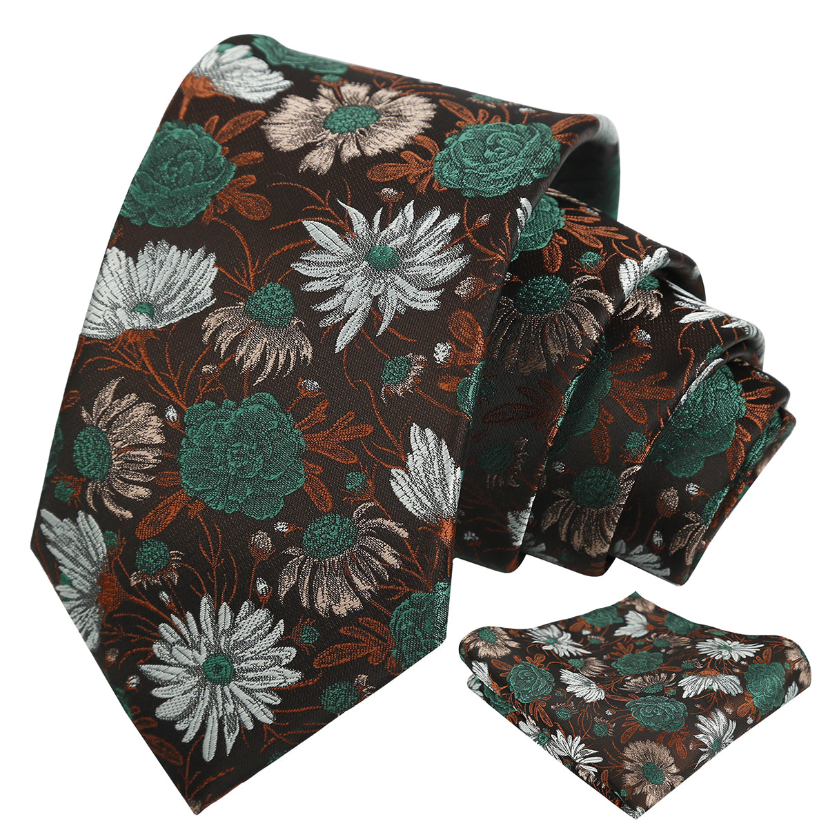 Mens Colorful Large Bloom Tie and Pocket Square for Party Nights and Weddings-928