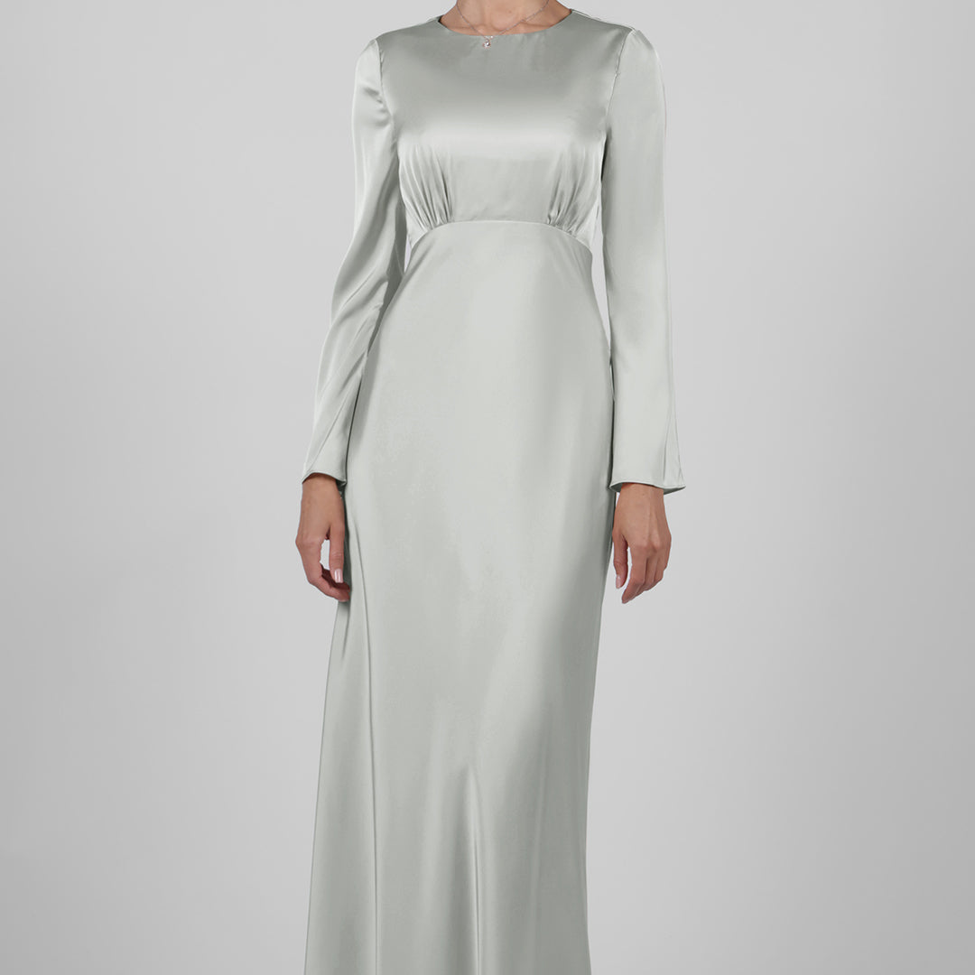 Long Sleeve Round Neck Wedding Warp Hip Maxi Dress