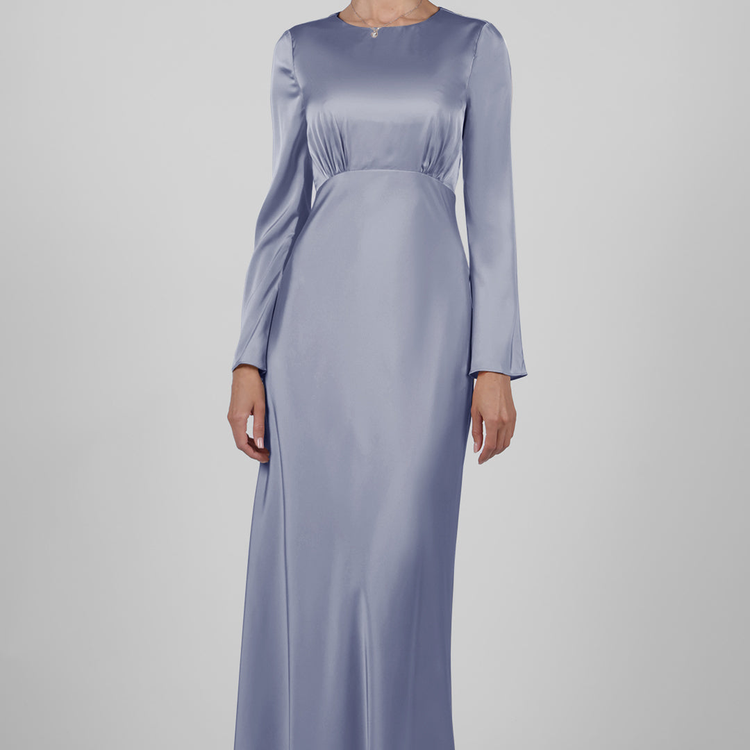 Long Sleeve Round Neck Wedding Warp Hip Maxi Dress