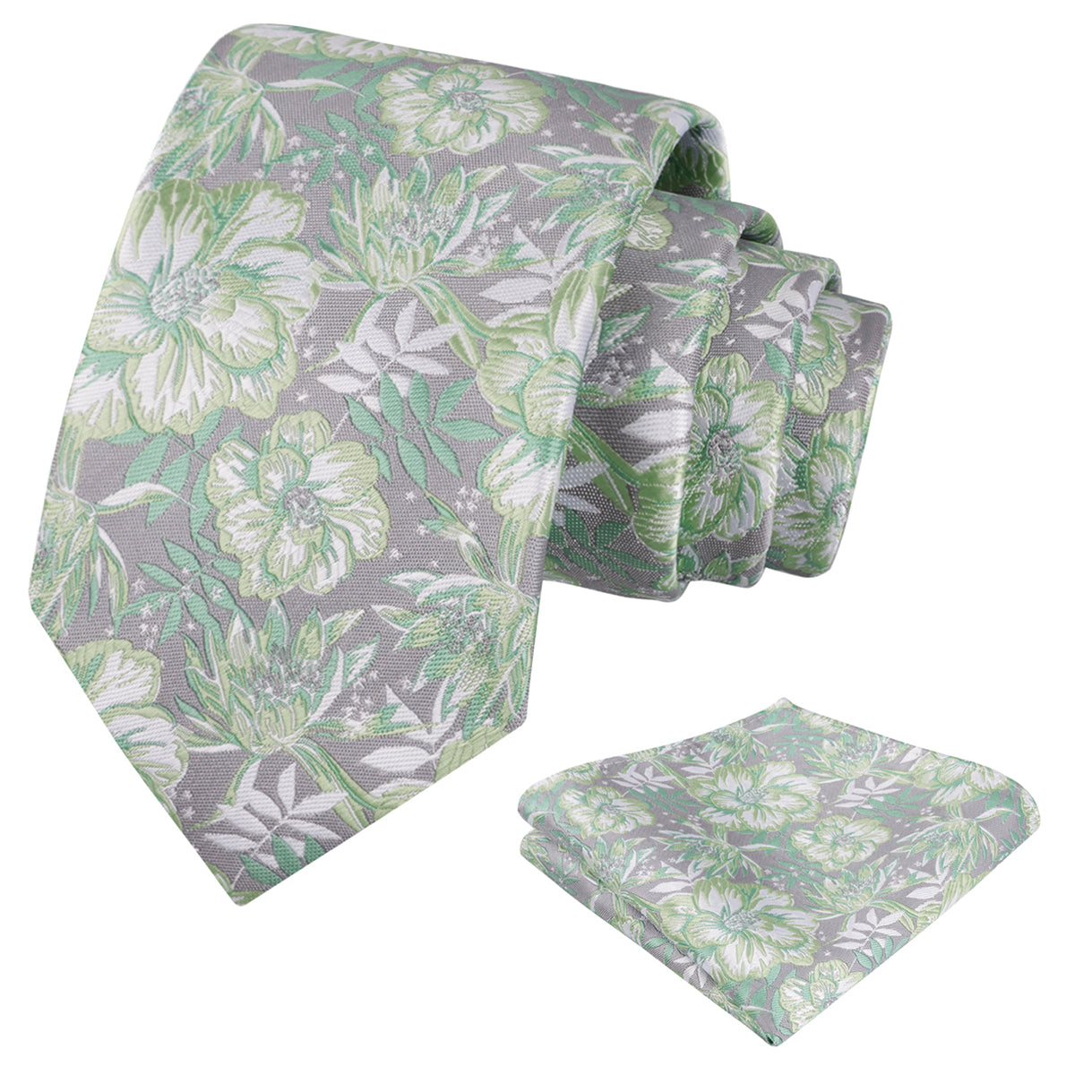 Mens 3.15inch Vibrant Floral Necktie with Blooms Pocket Square-921
